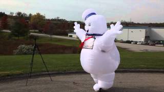 Stay Puft Marshmallow Man Inflatable Lawn Decoration Costume Modification [upl. by Anayrb186]