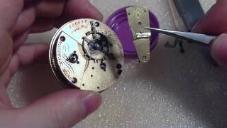 How I tighten a pocket watch hairspring collet Waltham Appleton Tracy [upl. by Juliana799]