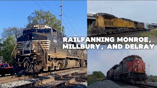 Railfanning Monroe Millbury amp Delray Tons of rare fast and awesome action [upl. by Aiehtela]