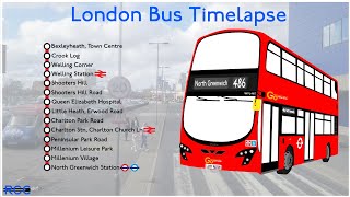 London Bus Timelapse Route 486 Bexleyheath Town Centre to North Greenwich [upl. by Acinad544]