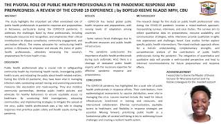 The pivotal role of public health professionals in the pandemic response and preparedness [upl. by Auqcinahs916]