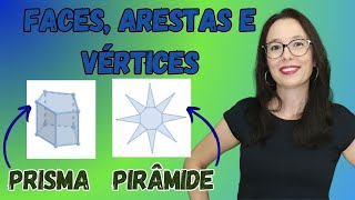 FACES ARESTAS e VÉRTICES de PRISMAS e PIRÂMIDES  Professora Angela Matemática [upl. by Yrrehc]