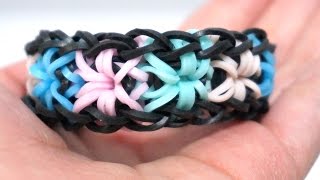 Rainbow Loom Starburst Bracelet with 2 forks no hook  Colorful Rubber Bands DIY [upl. by Higgs]