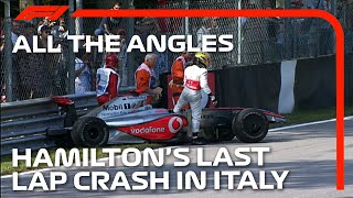 Lewis Hamiltons Last Lap Crash  All The Angles  2009 Italian Grand Prix [upl. by Freddi]