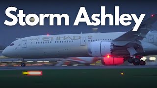 Storm Ashley at Manchester Airport 🌬️🛬 [upl. by Kcolttam]