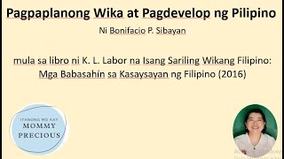 Pagpaplanong Wika at Pagdevelop ng Pilipino ni Bonifacio P Sibayan [upl. by Carlton]