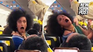 WATCH Woman goes absolutely nuts as she’s dragged off Spirit Airlines flight in cartoonish meltdown [upl. by Tudor746]