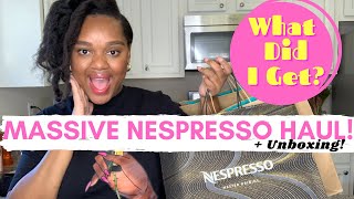 HUGE NESPRESSO COFFEE HAUL  A Cant Miss NESPRESSO UNBOXING  Making Coffee At Home [upl. by Herbie]