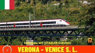 Cab Ride Verona  Venice Santa Lucia Milan–Venice Railway  Italy train drivers view in 4K [upl. by Bagger93]