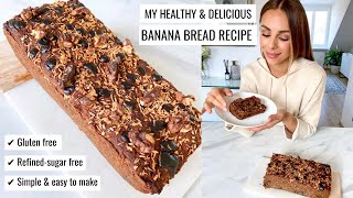 MY BANANA BREAD RECIPE  Gluten Free Refined Sugar Free amp Healthy  Annie Jaffrey [upl. by Krystle323]