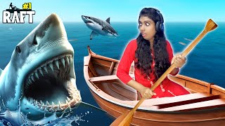 Surviving From DEADLIEST SHARKS in The Middle Of Ocean 😱 Raft Gameplay [upl. by Ahsiemat160]