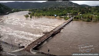 Crue de lArdèche Pont de Sampzon 4K [upl. by Ardnoed]