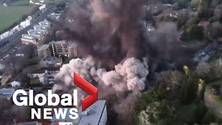 Drone footage shows WW2era bomb being detonated in Exeter England [upl. by Aiclid]