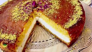 Basbousa Bl Qeshta Basbousa with creamAshtaBasbousa with cream filling recipeBasbousa recipe [upl. by Naiviv587]