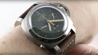 Panerai Luminor 1950 GREEN DIAL Chrono Monopulsante 8Days GMT Titanio PAM 737 Luxury Watch Review [upl. by Cioffred]