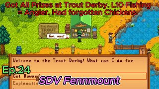 Stardew Valley Fennmount Ep24 Got All Prizes Trout Derby L10 Fishing Angler Forgot Chickens [upl. by Atiluap607]