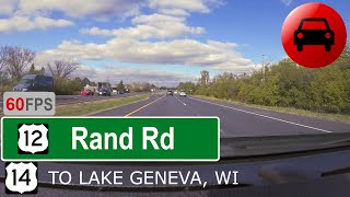 US Rte 12 Rand Rd WB Des Plaines IL Dempster St to Lake Geneva WI WI Hwy 50  VirtualRoad [upl. by Dev]