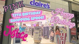 HUGE 12TH BIRTHDAY SHOPPING SPREE AT JUSTICE CLAIRES VICTORIAS SECRET PINK AND MORE  VLOG [upl. by Tay]