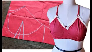 This Bra Cutting Method is Amazing  Fitted Cotton Bra Full Stitching Video [upl. by Selry]