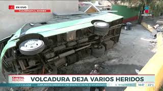 Volcadura de microbús provoca caos en Tlalnepantla  Noticias con Crystal Mendivil [upl. by Hebel945]