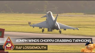 40mph CHOPPY CROSSWINDS CRABBING TYPHOON FGR4 APPROACHES AND ACED LANDINGS • RAF LOSSIEMOUTH [upl. by Reywas]