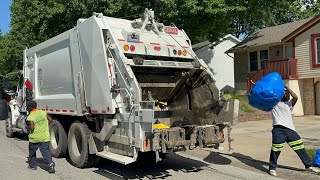 Fast International Heil Rear Loader Garbage Trucks Packing Cleanup Day Trash Bags [upl. by Bigford621]