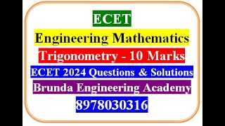 Trigonometry ECET 2024 Questions Engineering MathematicsI Polytechnic [upl. by Antonie]