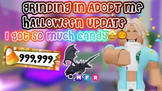 GRINDING IN ADOPT ME HALLOWEEN UPDATE🎃🤩😄 SO MUCH CANDY🤩 roblox adoptme viralvideo preppy [upl. by Eisen]