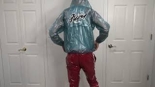 Old School FUBU Rain Jacket with shiny red nylon pants [upl. by Ecerahc84]