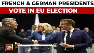 EU Elections French And German Presidents Vote In EU Election [upl. by Nayek]