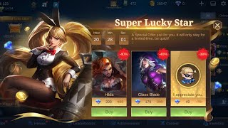 MLBB SUPER LUCKY STAR ⭐ EVENT SPECIAL DISCOUNT ON SKINS [upl. by Aerdnod]