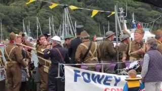 Fowey Regatta 2014 Flaming boatFowey Town Band [upl. by Reagen256]