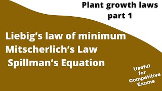 Plant growth laws Part 1 Liebig’s law Mitscherlich’s law Spillman’s equation [upl. by Thalia170]