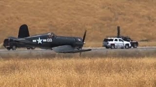 RC F4U Corsair amp Spitfire very low passes at SCCMAS air show 2013 [upl. by Negriv]