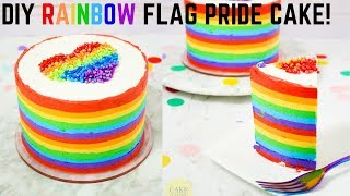 RAINBOW PRIDE CAKE  How to Make a Rainbow Cake with Rainbow Stripes [upl. by Nicko526]