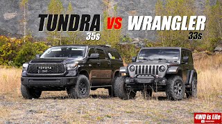 Toyota Tundra vs Jeep Wrangler Rubicon  OffRoad Comparison [upl. by Aicined301]