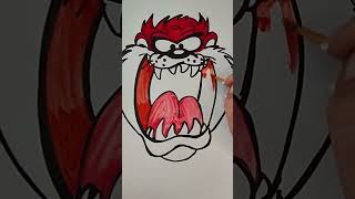 How to Draw Tasmanian Devil  Looney Tunes  Merrie Melodies  Step By Step Tutorial  shorts [upl. by Hpeosj]