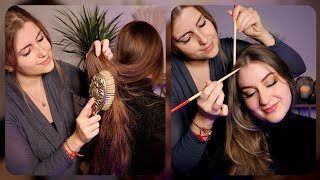 ASMR Real Person Scalp Check amp Massage  HaarVerwöhnung zum Einschlafen Hair Play Brushing [upl. by Cedar]