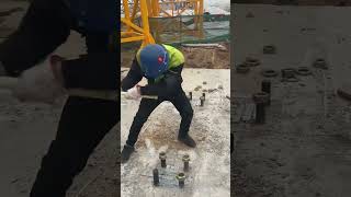 Installation process of tower crane base bolts [upl. by Aihsetan]