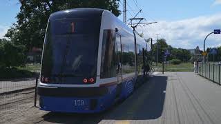 Poland Bydgoszcz tram 1 ride from Rondo Grunwaldzkie to Stawowa [upl. by Mensch]