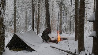 EXTREME 45° Solo Camping 4 Days  Snowstorm Hot Tent Camping In A Blizzard  ASMR [upl. by Lantz]