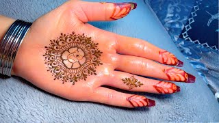 Easy mandala henna design for beginners  simple Mehndi design for hand  mandala henna design [upl. by Wilinski]