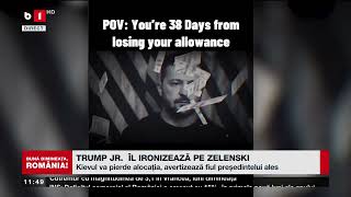 TRUMP JR ÎL IRONIZEAZĂ PE ZELENSKIȘtiri B1TV11 nov 2024 [upl. by Holtorf451]