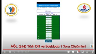 AÖL 547 Türk Dili ve Edebiyatı 7 Dersi 201819  1 Dönem Soru Çözümleri [upl. by Zedecrem]