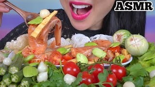 ASMR SPICY SALMON THAI SALAD  FRESH VEGGIES CRUNCHY EATING SOUNDS LIGHT WHISPERS  SASASMR [upl. by Puff]