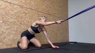 kneeling lat and post shoulder stretch with resistance band [upl. by Chu]