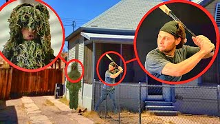 Ghillie suit ding dong ditch prank IN THE HOOD [upl. by Airrat129]