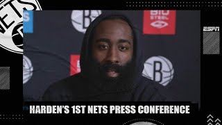 James Harden at first Nets press conference I meant no disrespect to Rockets  NBA on ESPN [upl. by Gamber785]