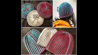 Twocolor brioche hat a Knittycats knits tutorial [upl. by Lihas]