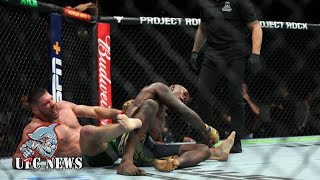 Israel Adesanya choked out by Dricus Du Plessis to lose UFC 305 title fight  UFC News [upl. by Gnni]